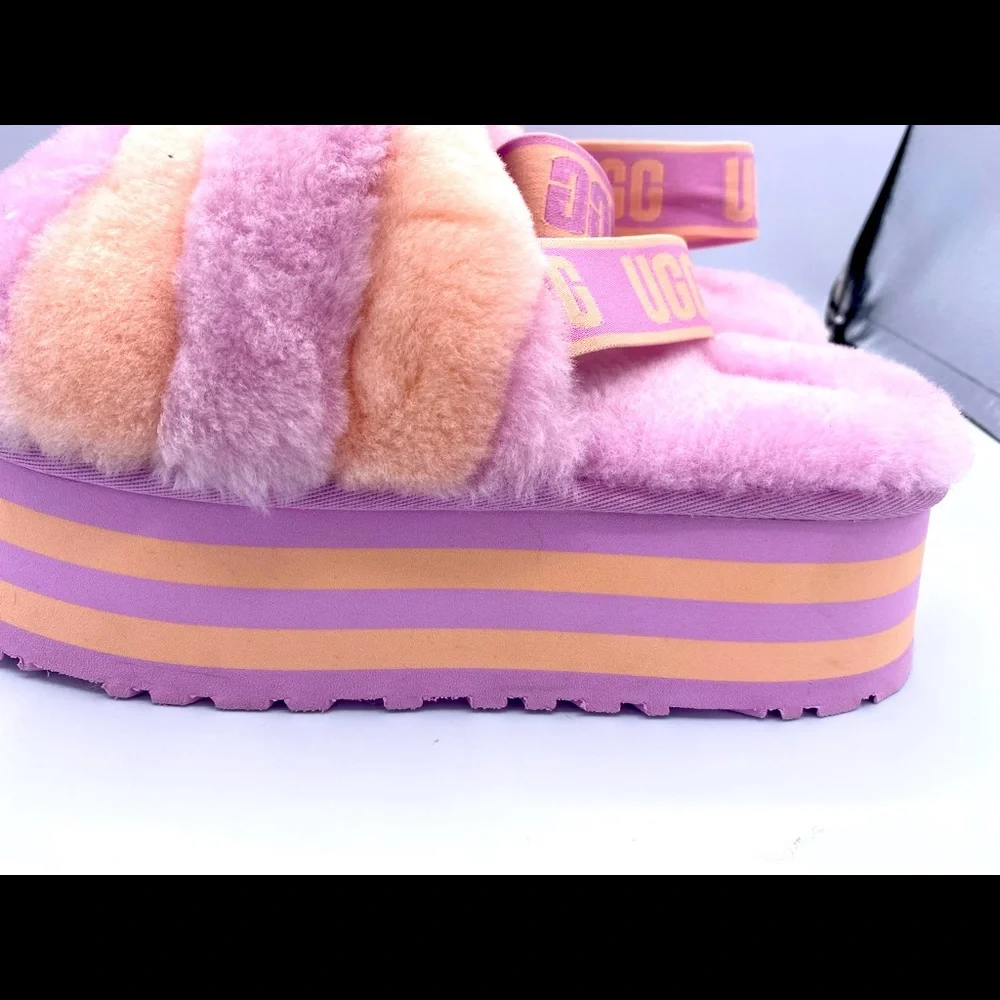 UGG Lavender and Cream Fluff Yeah Platform Sandals